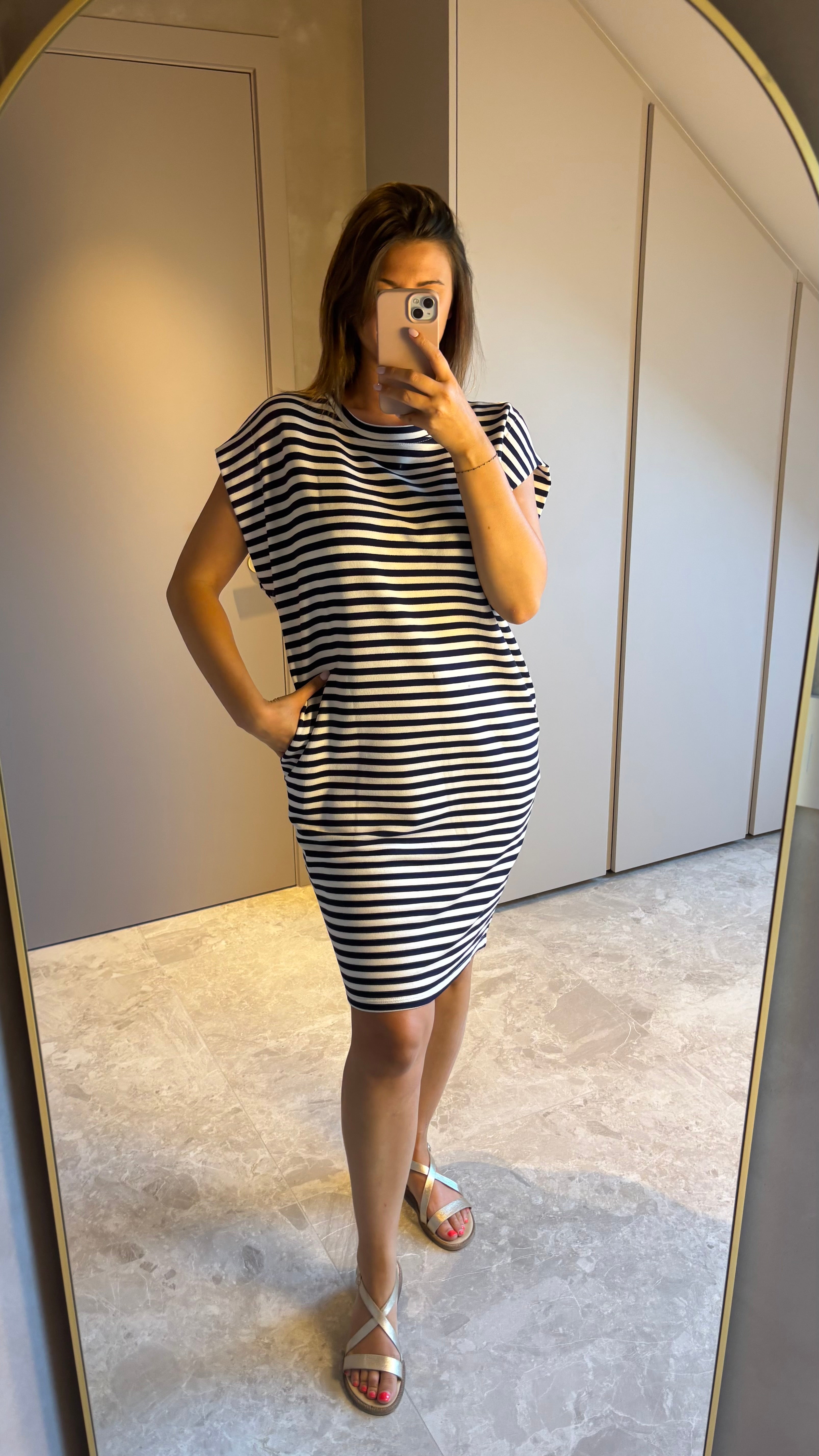 Lou Dress - Navy & White Stripe