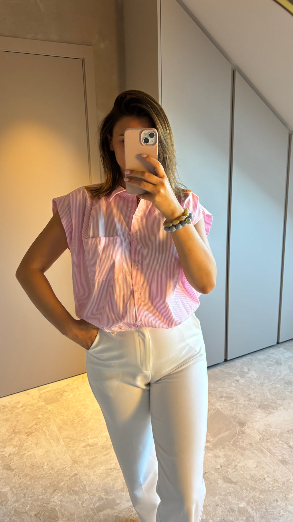 Capri Blouse - Pink Stripe