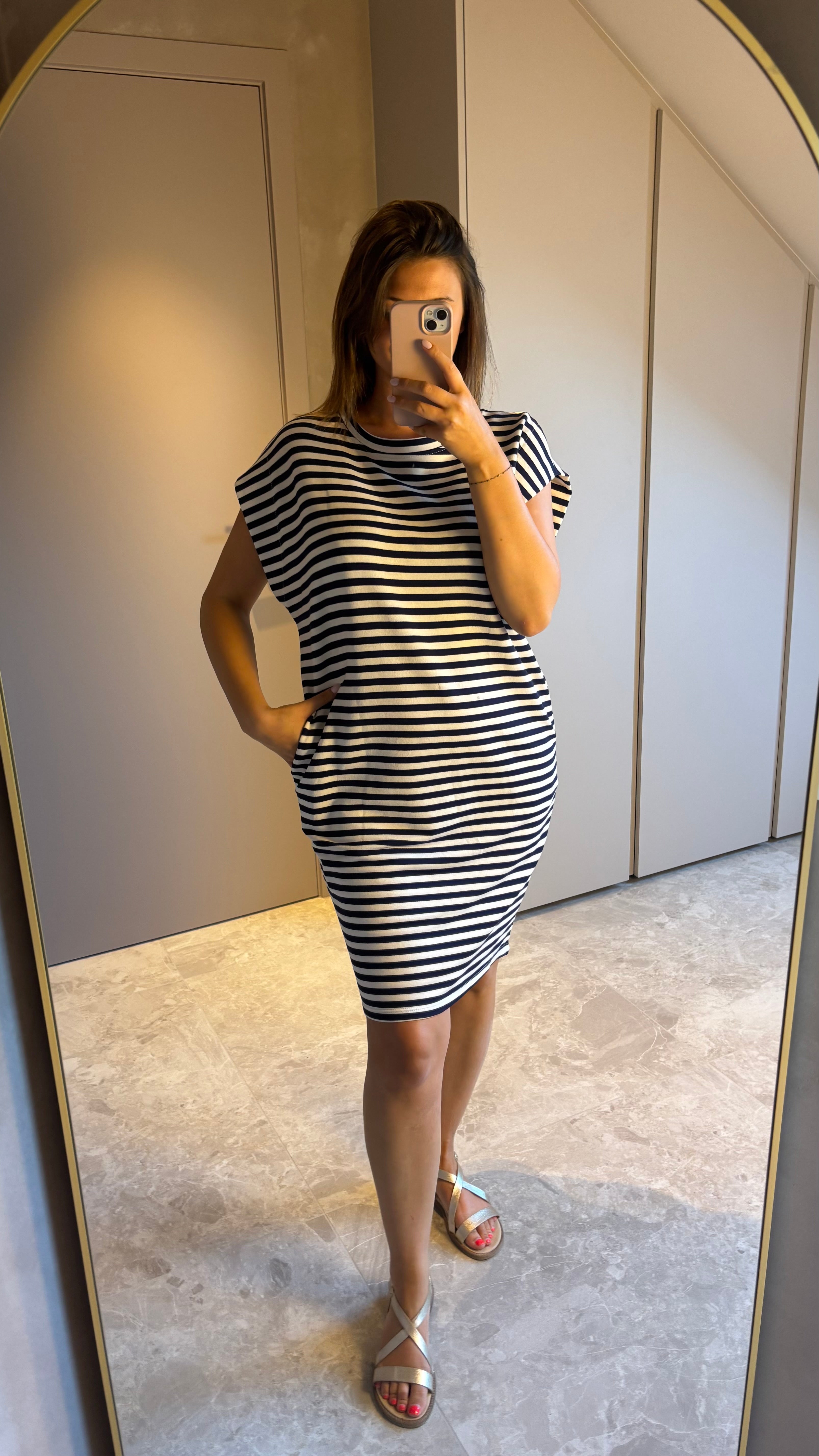 Lou Dress - Navy & White Stripe