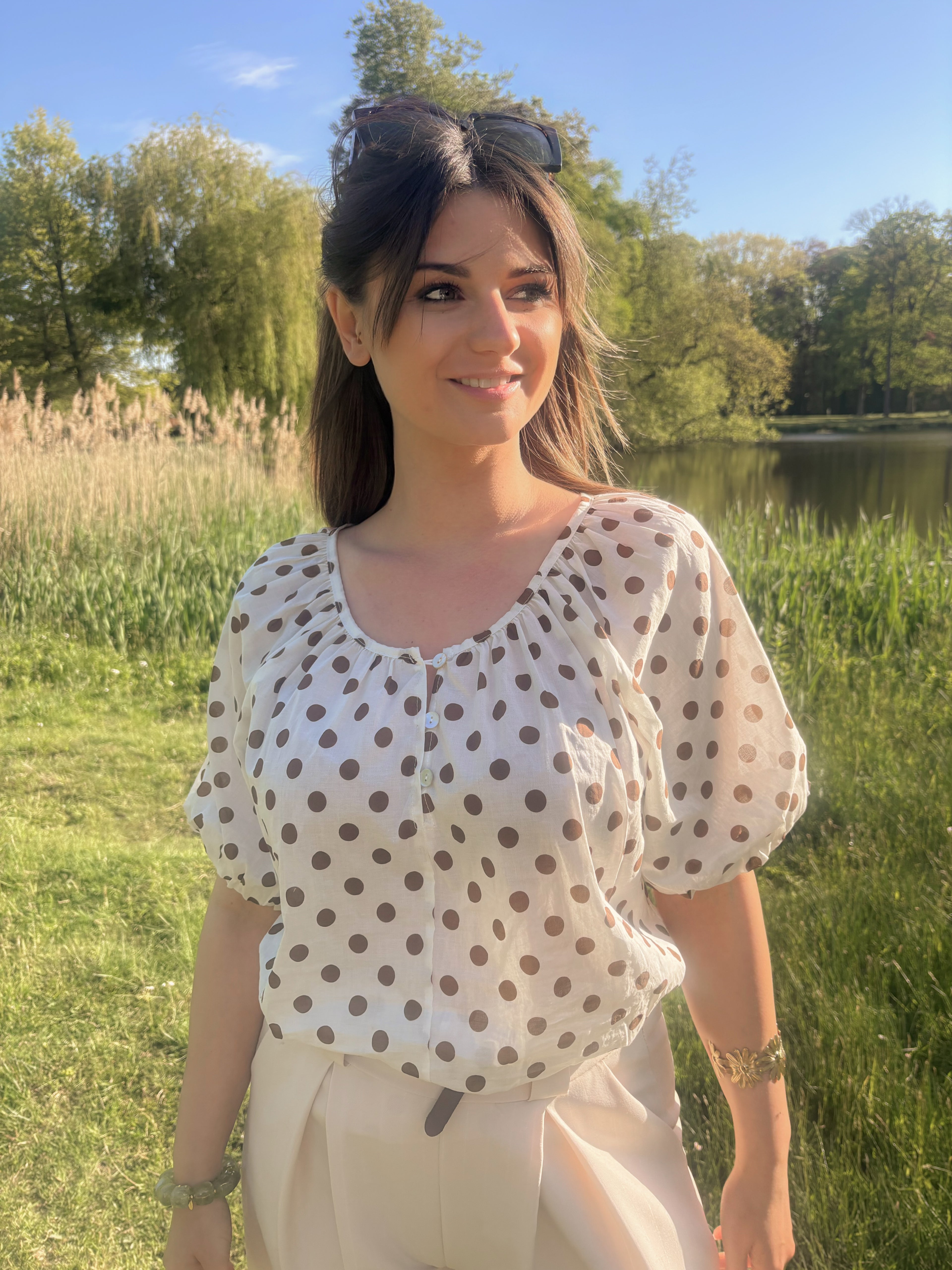 Chic Dot Blouse - Off-white