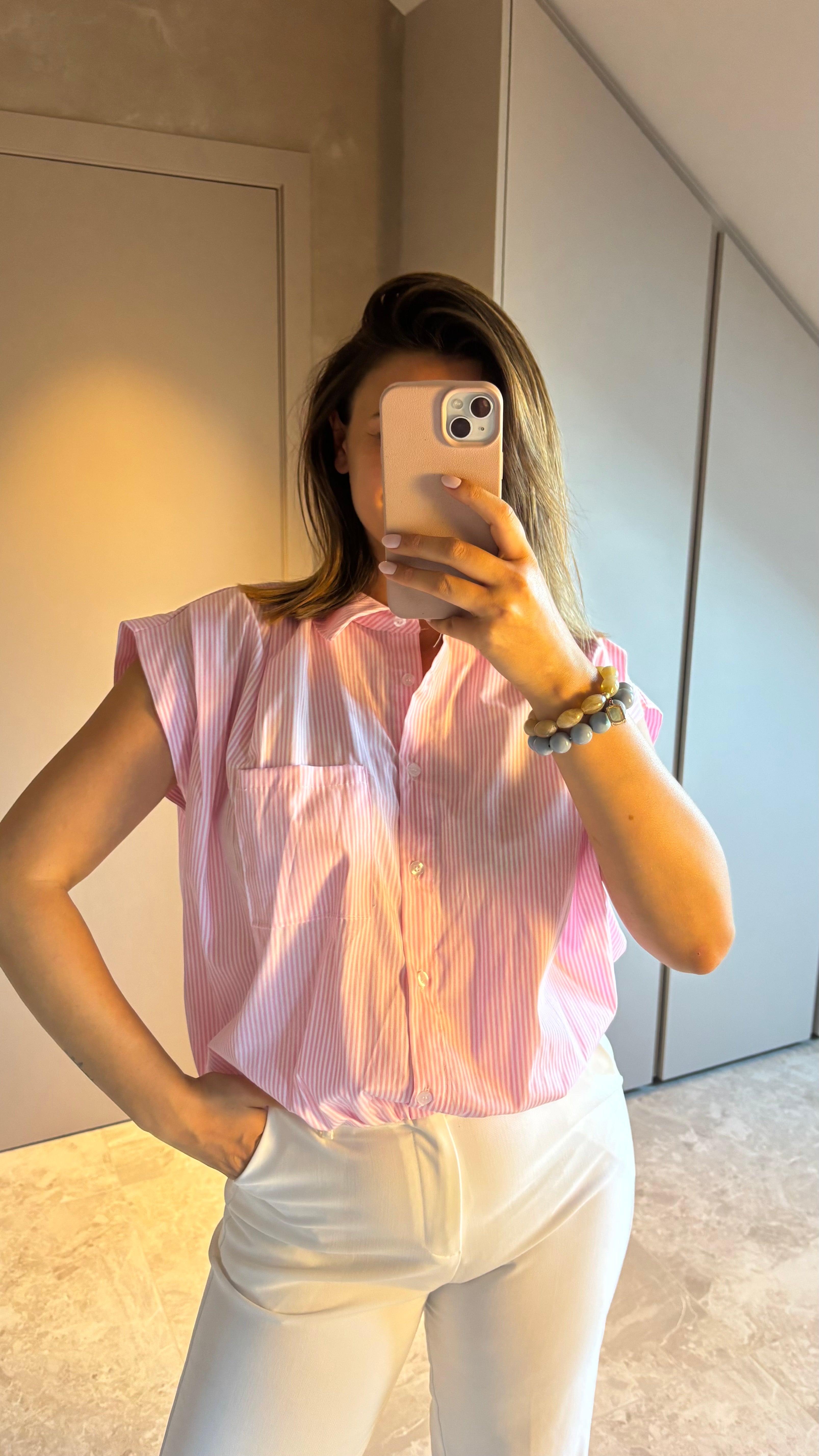 Capri Blouse - Pink Stripe