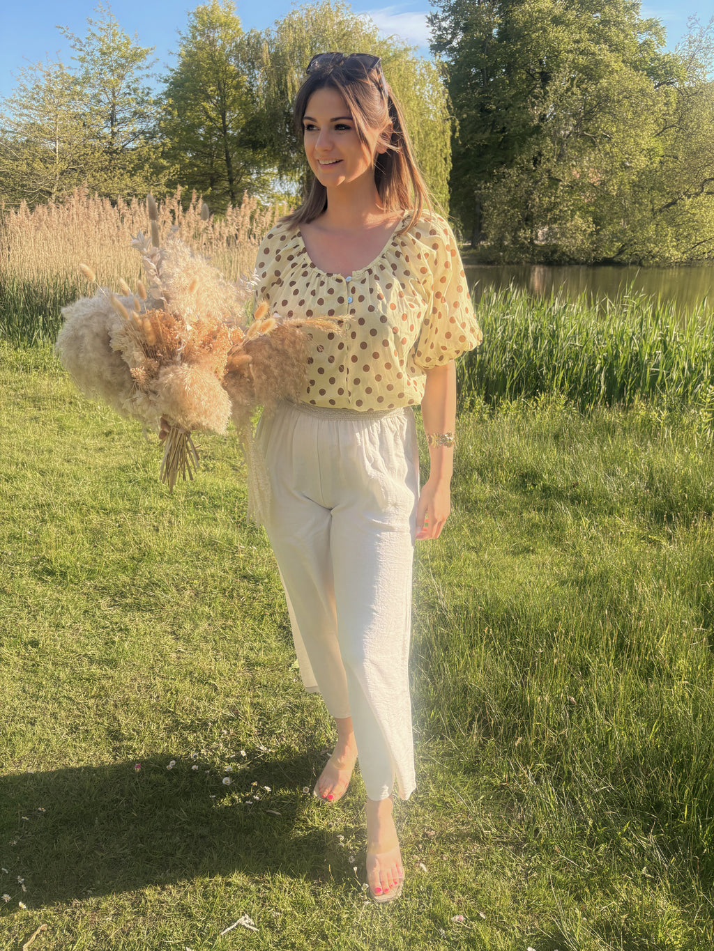 Chic Dot Blouse - Yellow