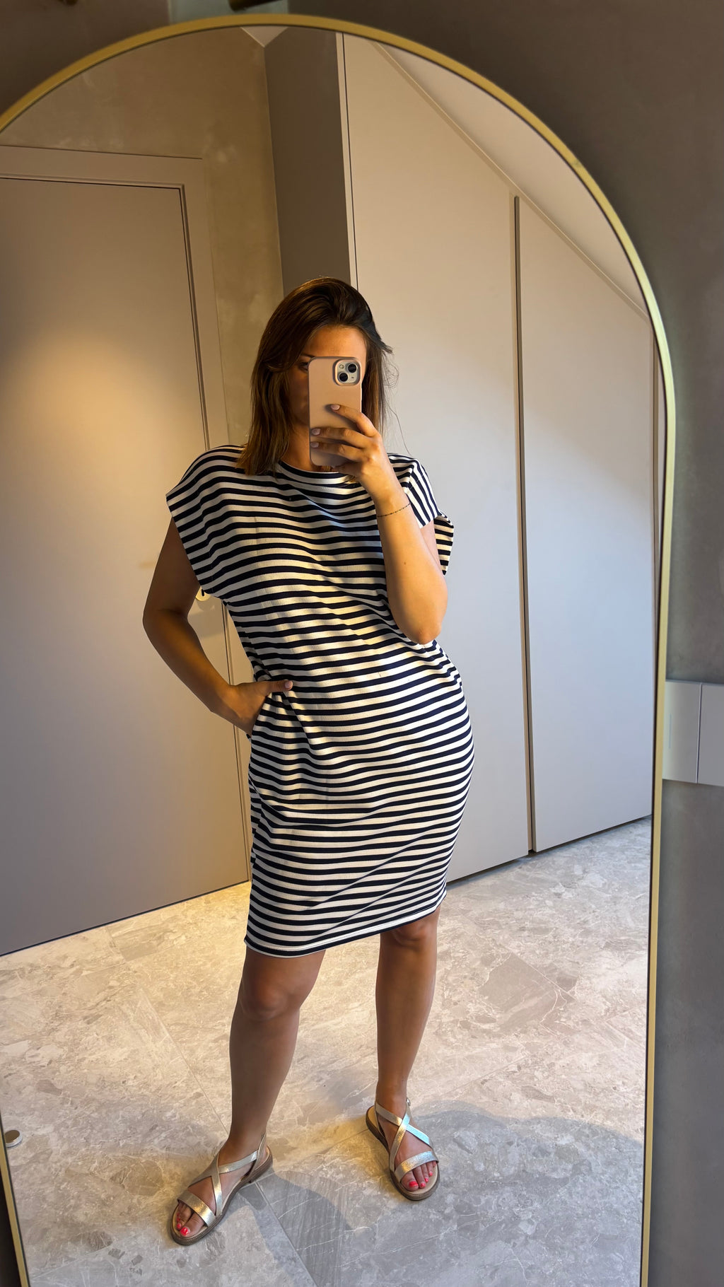 Lou Dress - Navy & White Stripe