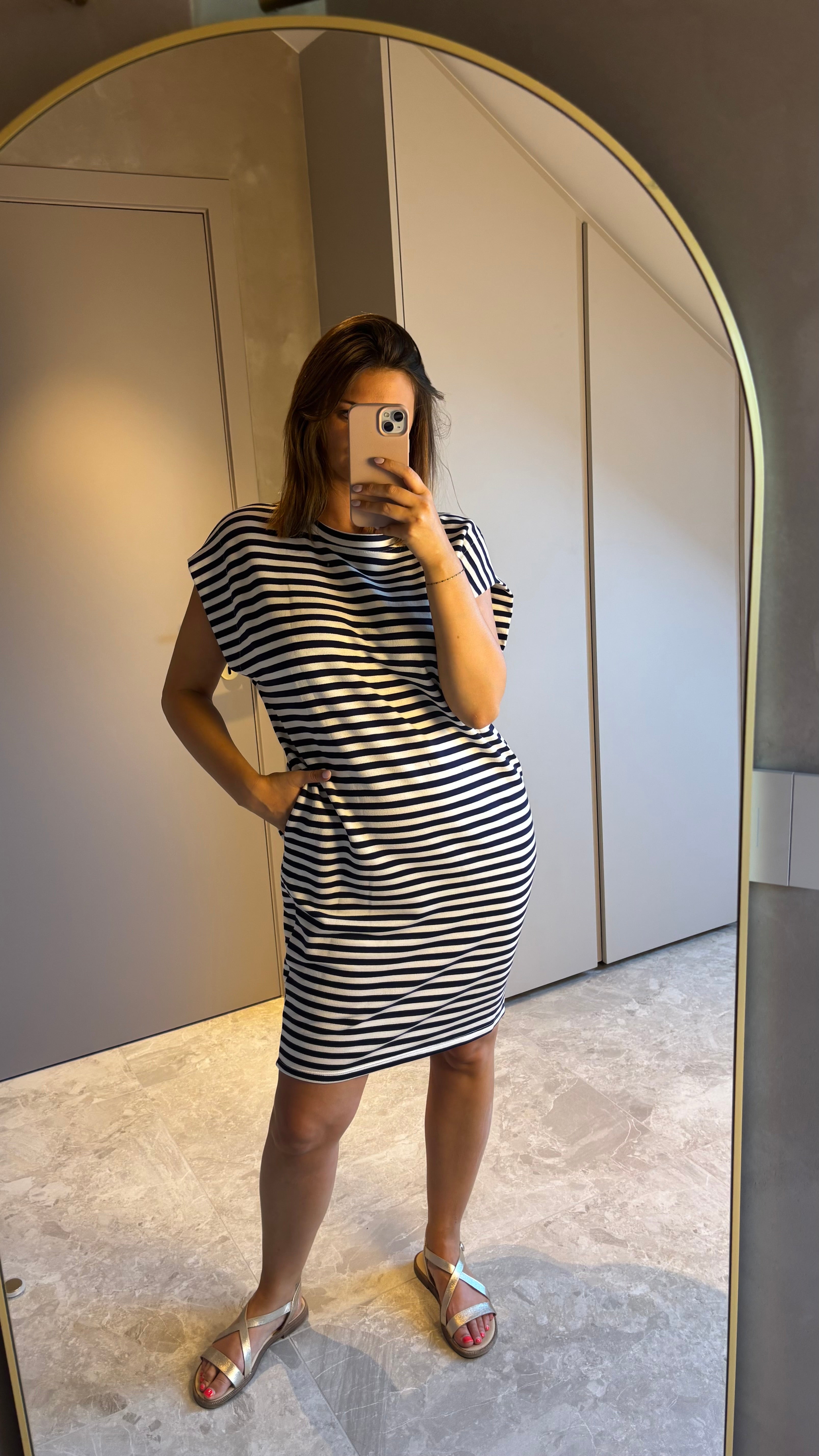 Lou Dress - Navy & White Stripe