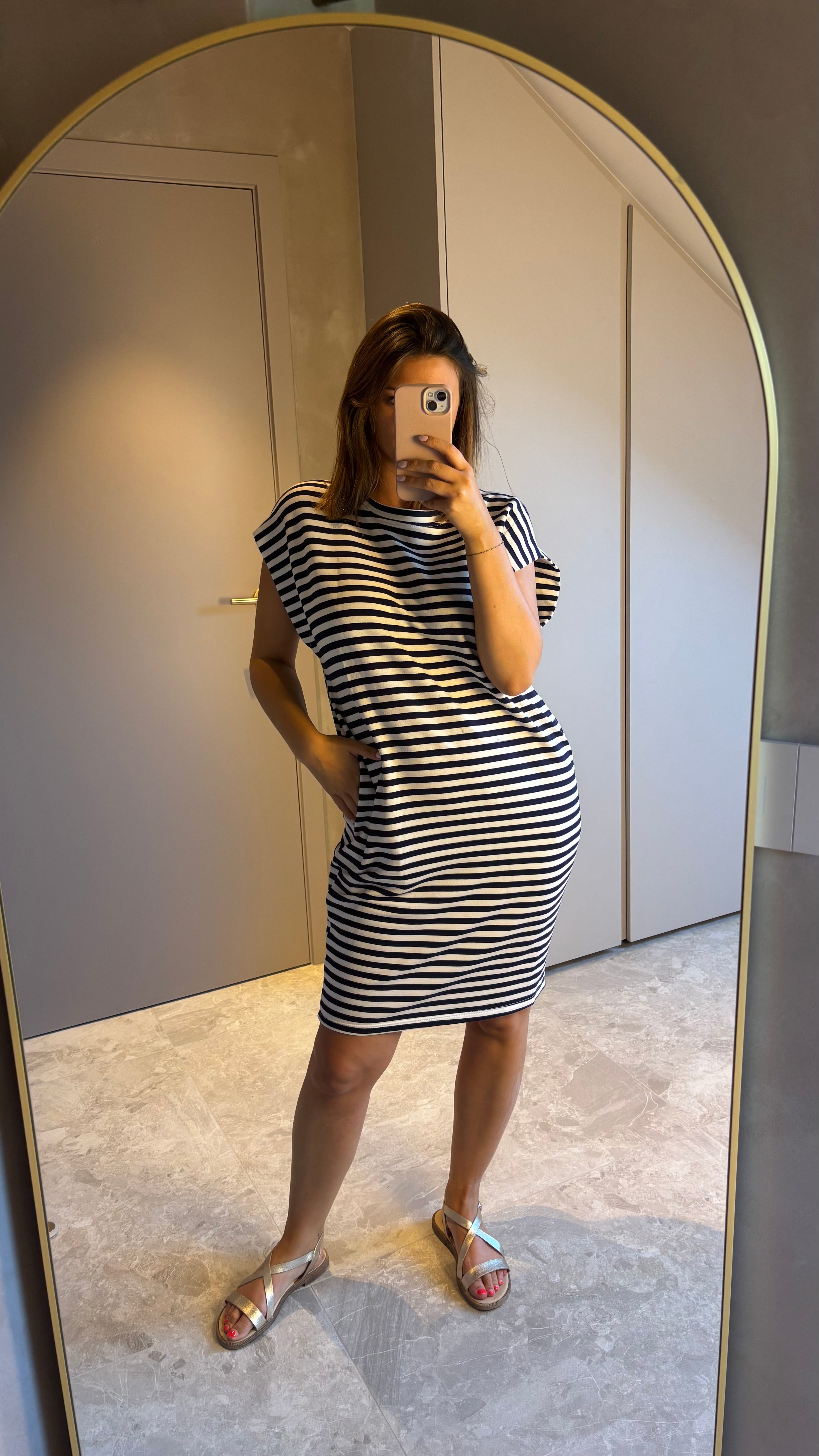 Lou Dress - Navy & White Stripe