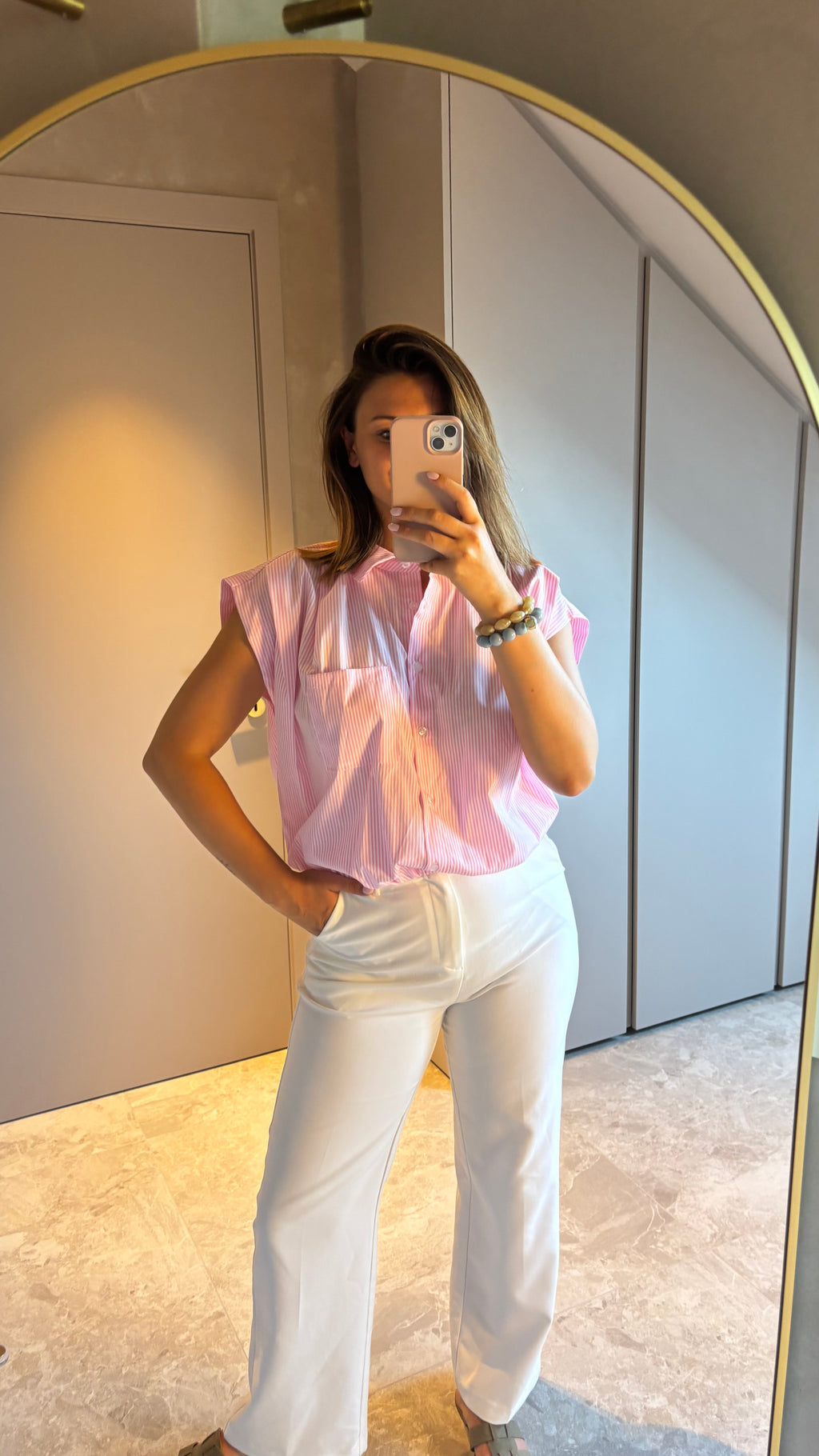 Capri Blouse - Pink Stripe