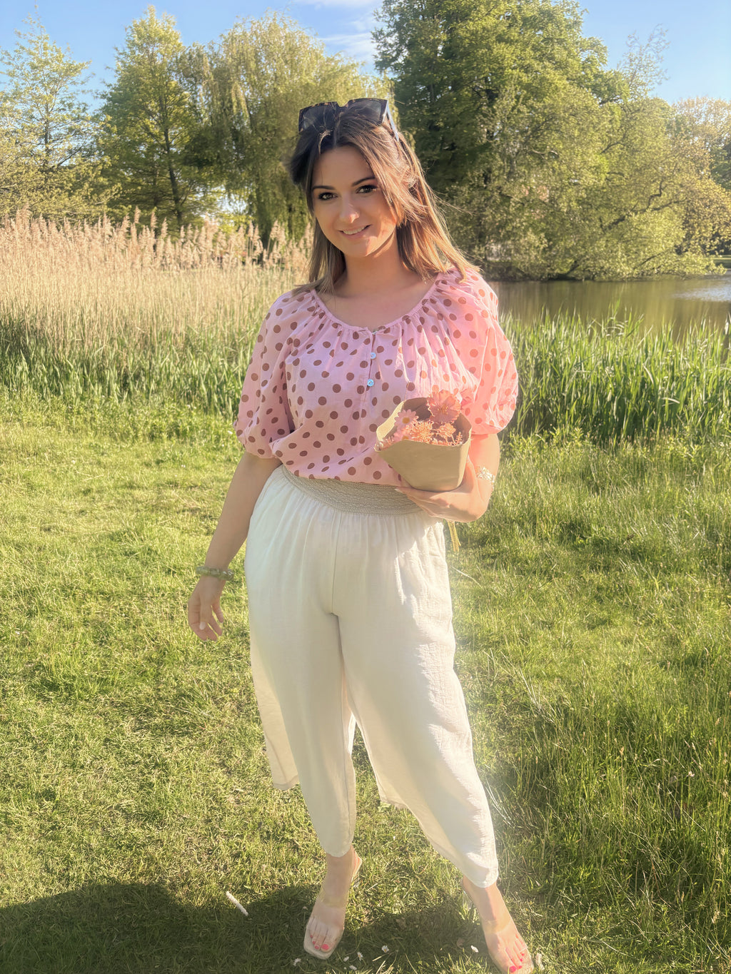 Chic Dot Blouse - Pink