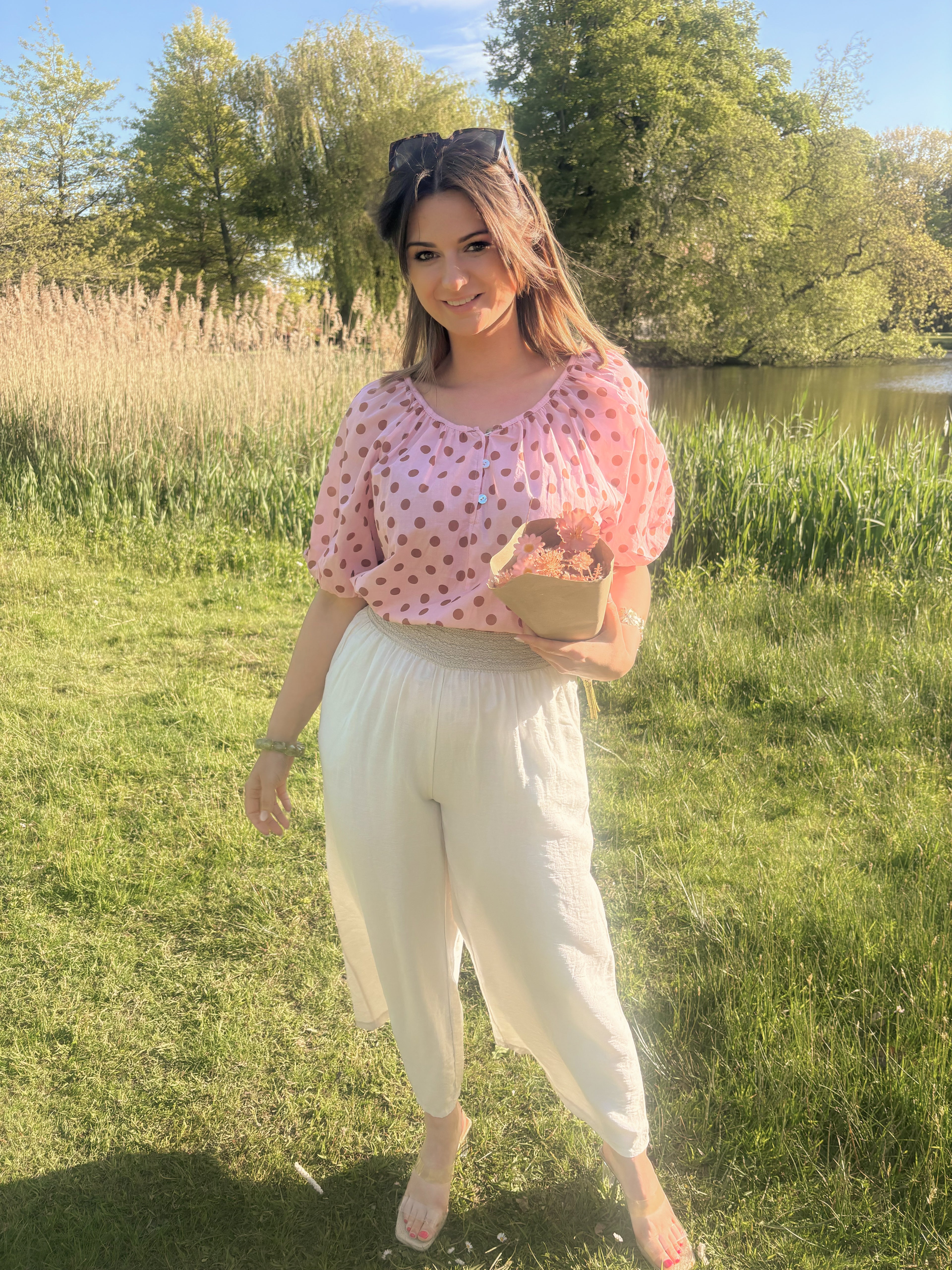 Chic Dot Blouse - Pink