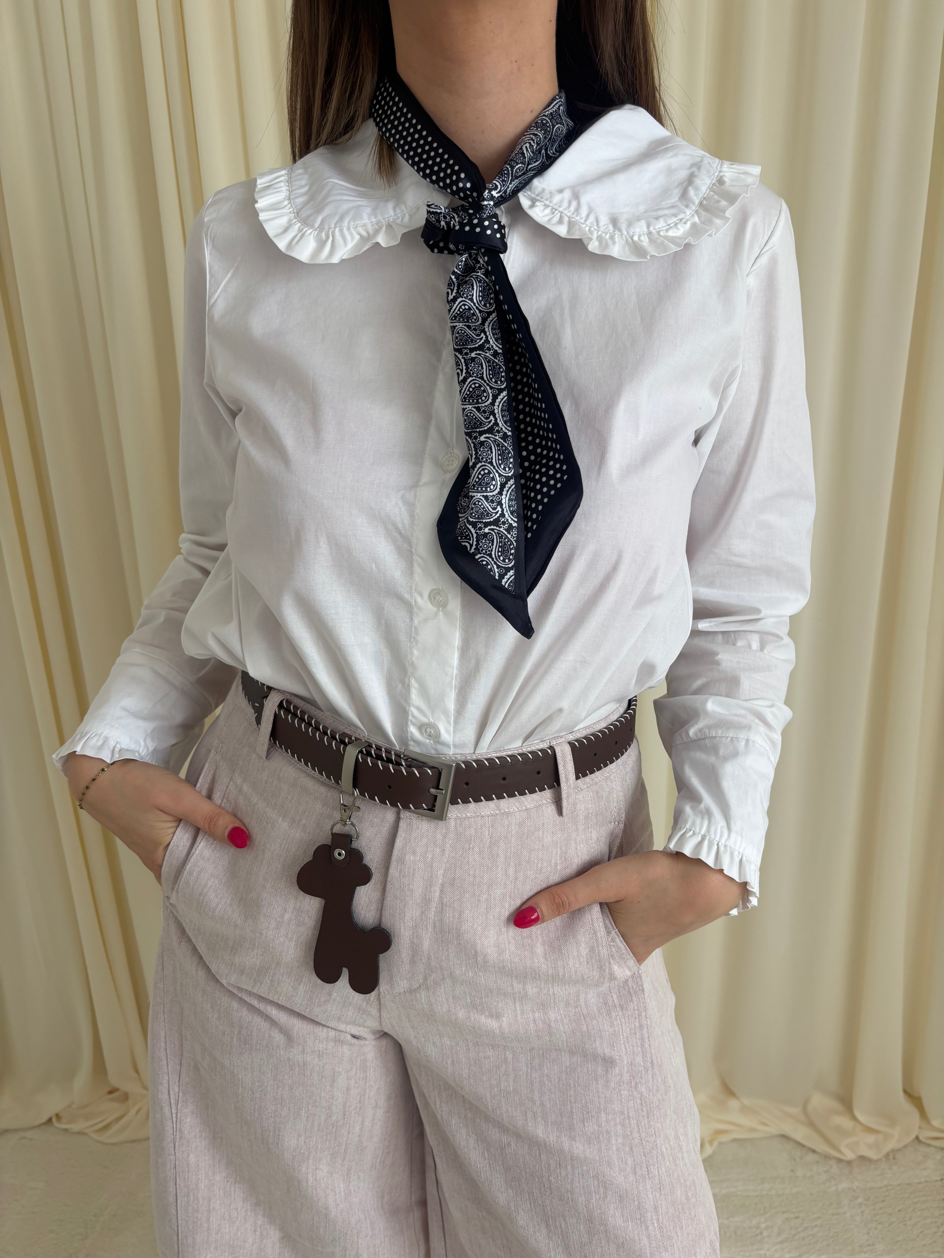 Silk scarf - Zwart met wit motief