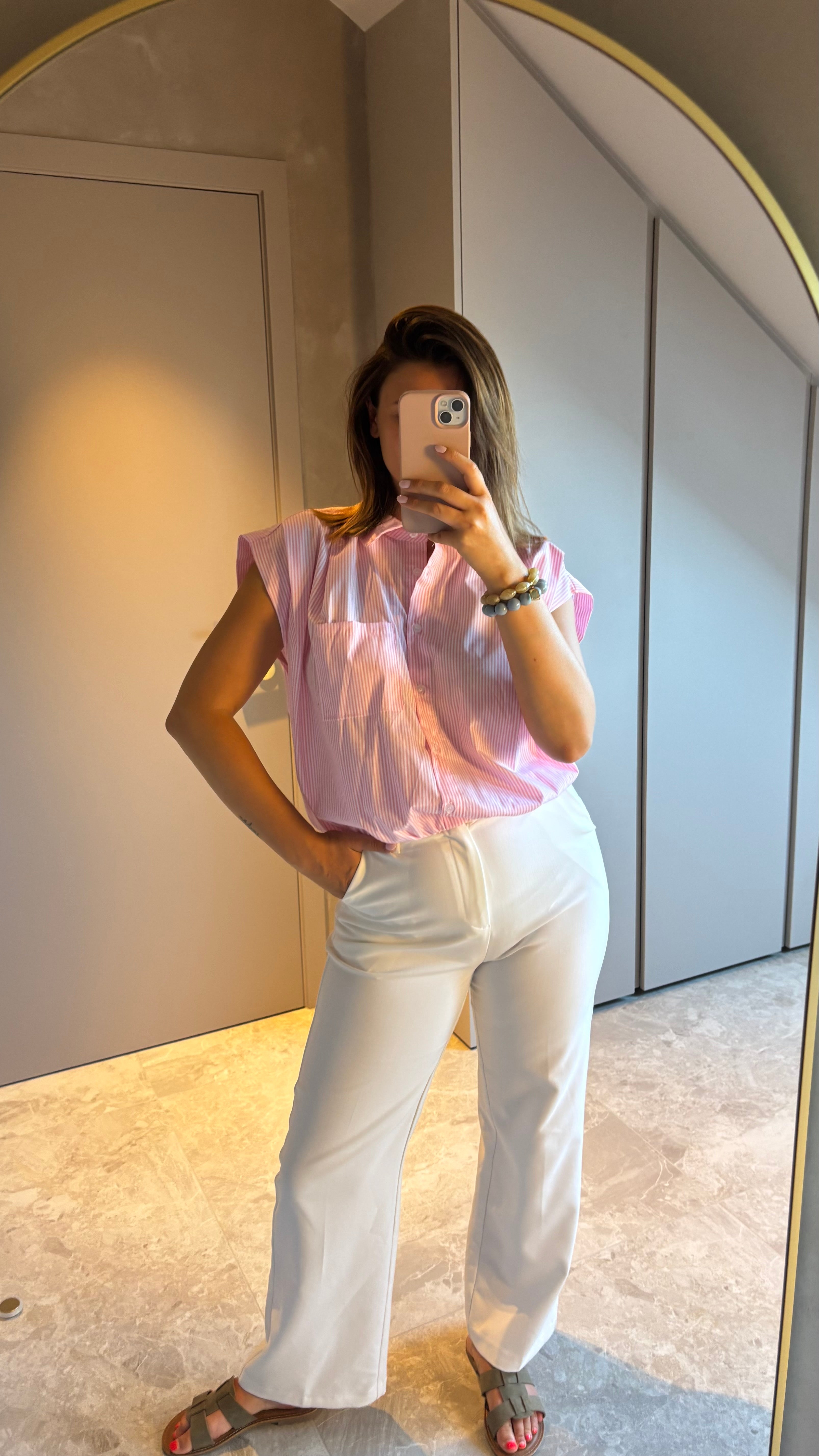 Capri Blouse - Pink Stripe