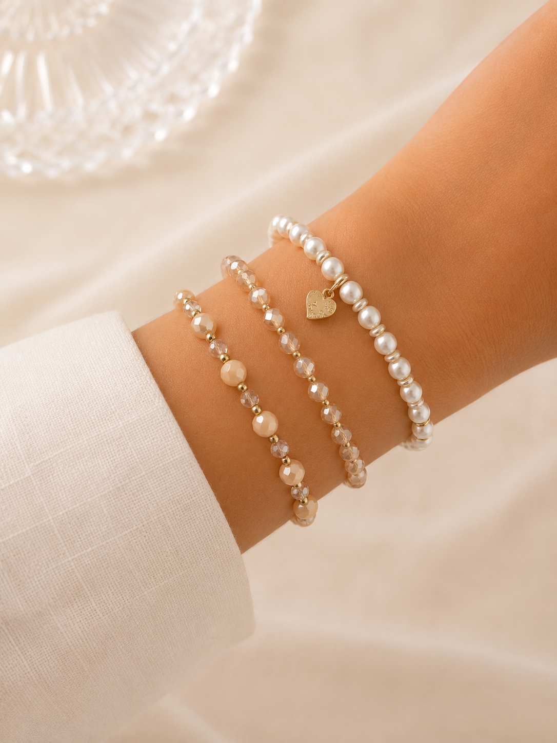 Champagne Pearl Bracelet Set