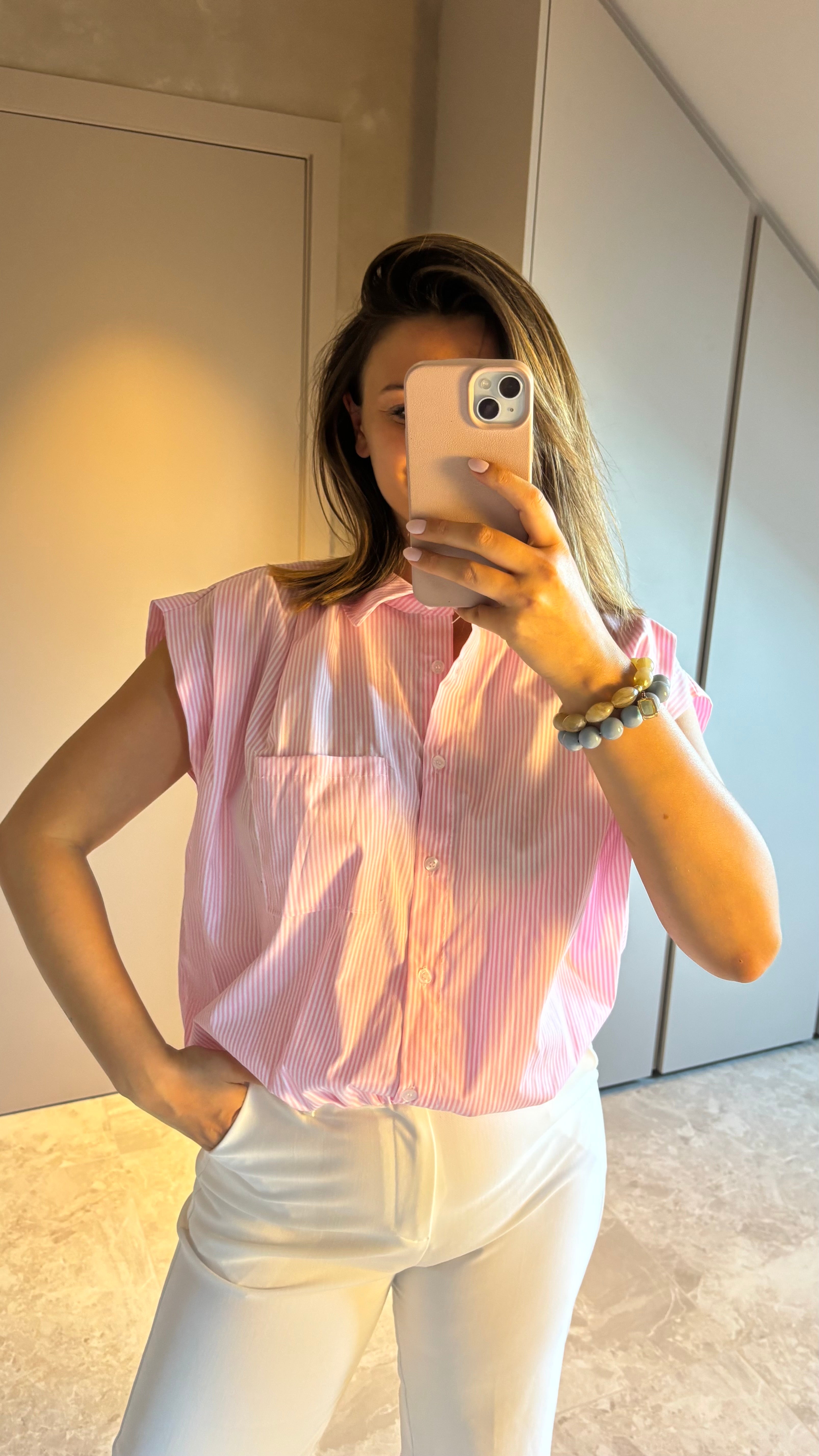 Capri Blouse - Pink Stripe