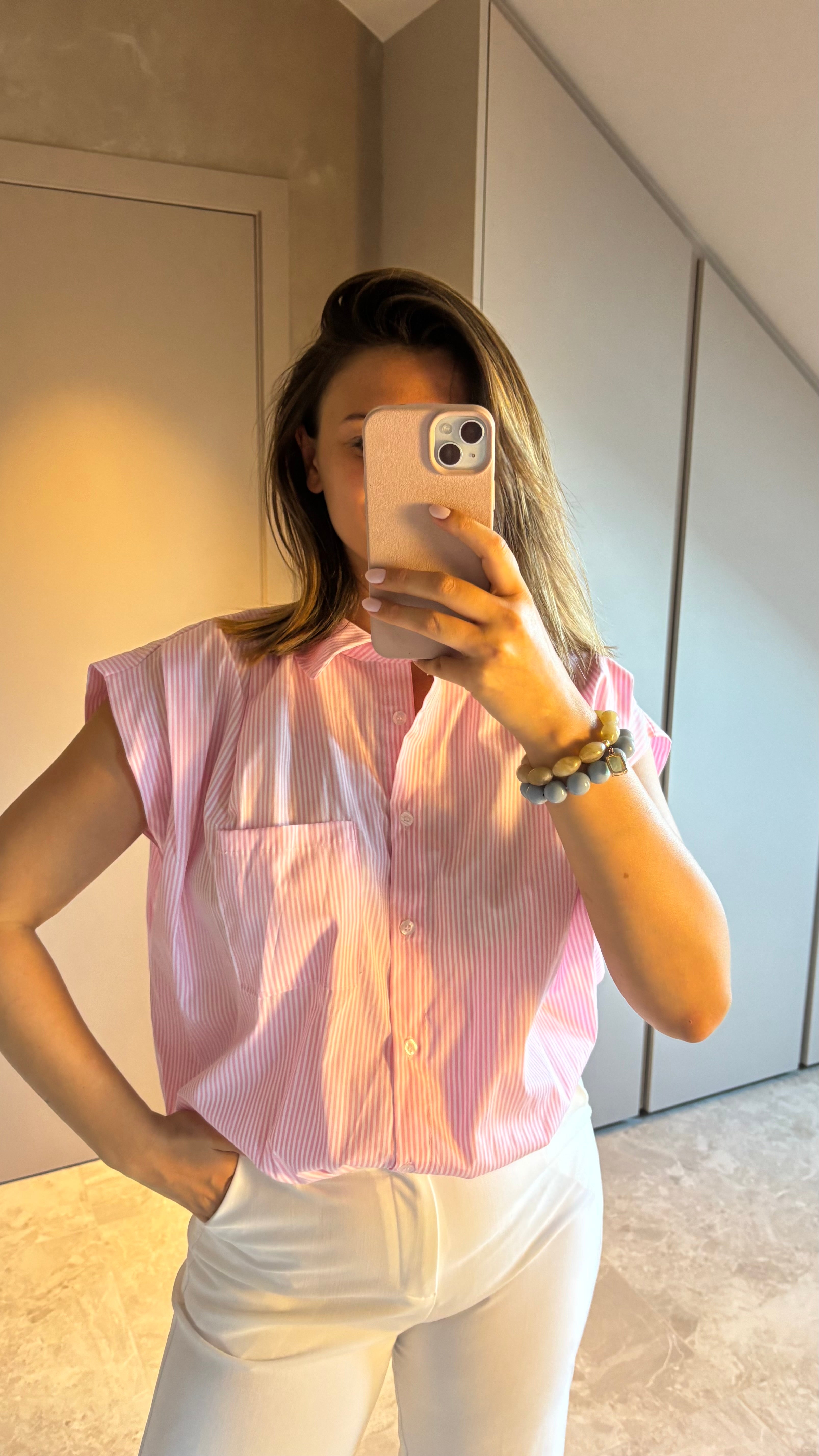 Capri Blouse - Pink Stripe