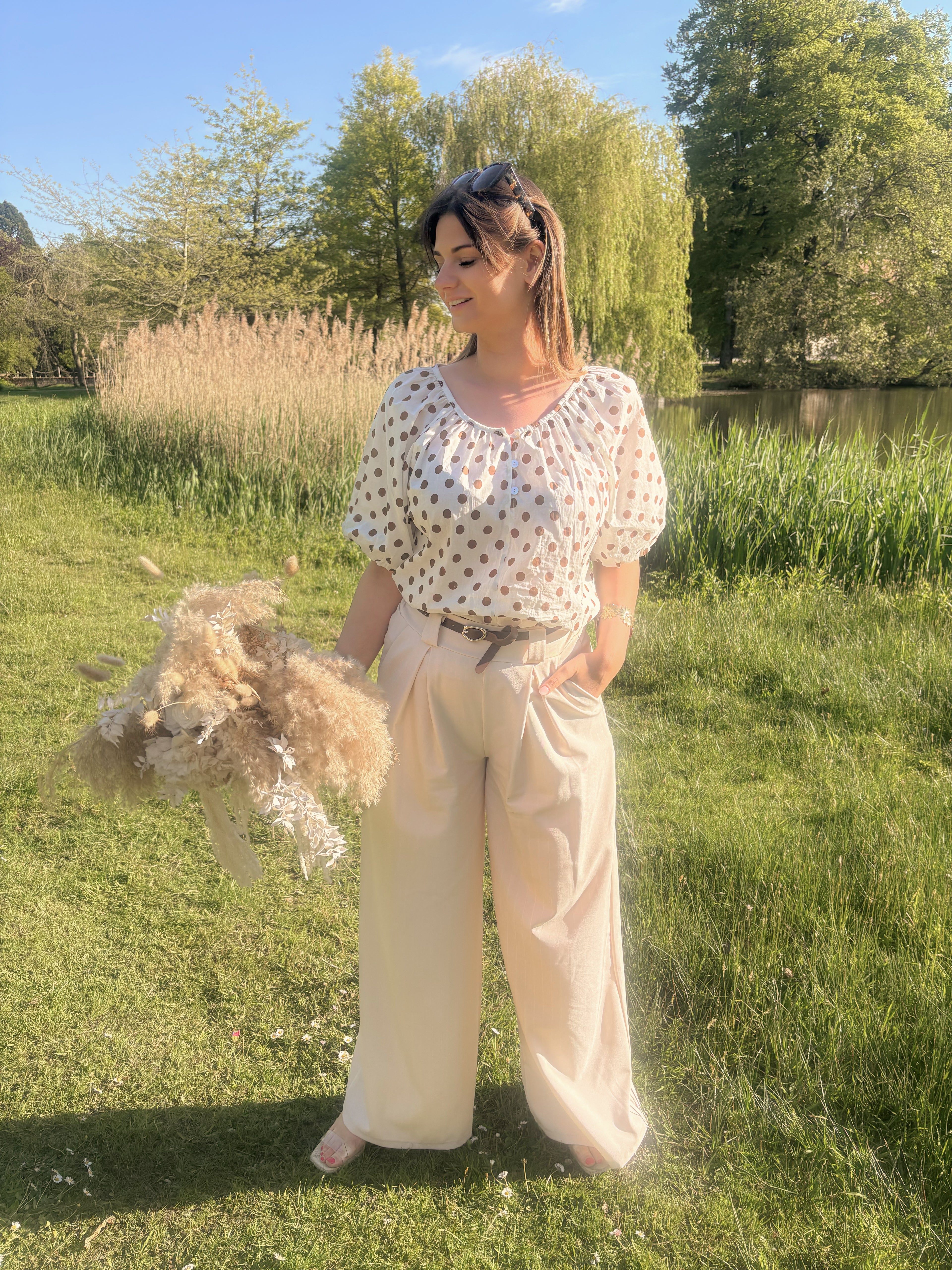 Chic Dot Blouse - Off-white