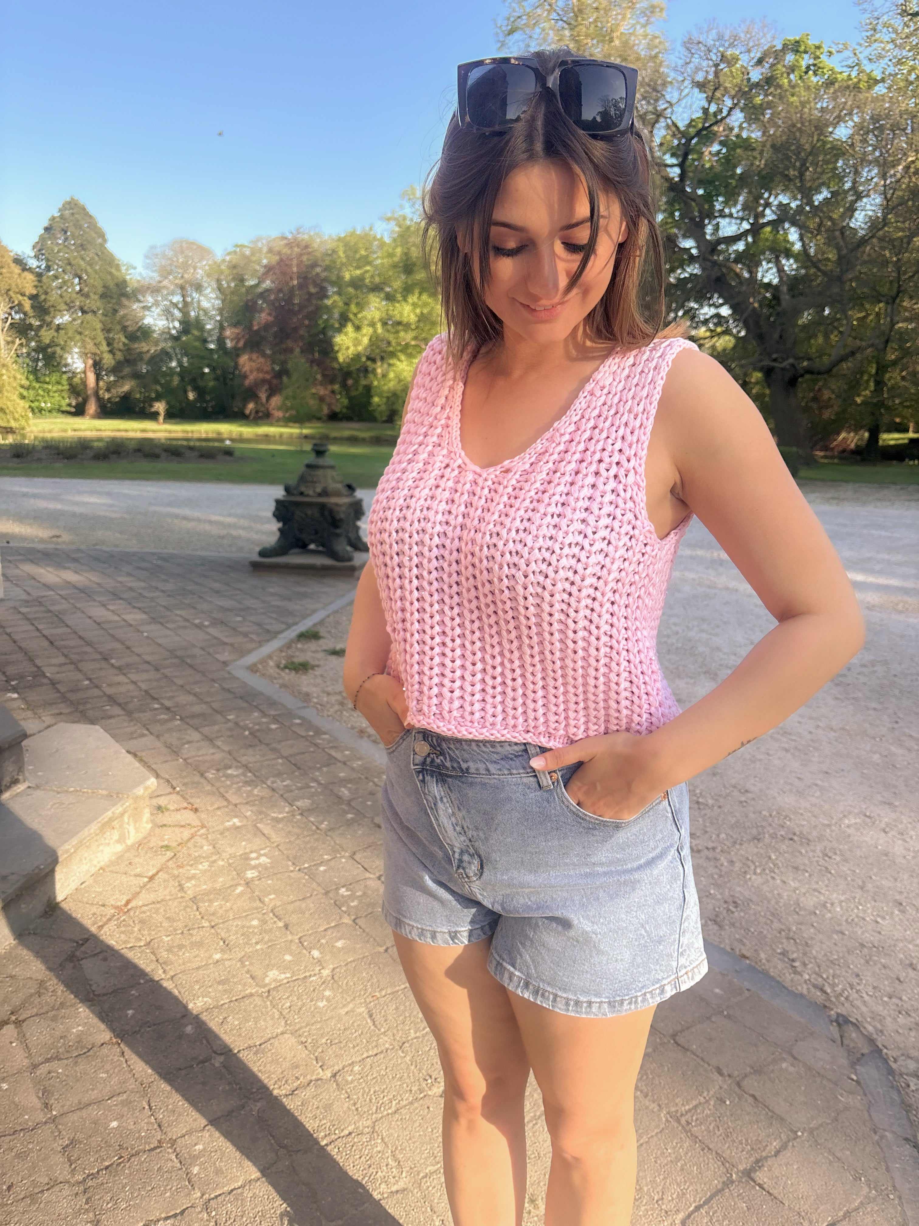 Glitter Knit Debardeur - Pink