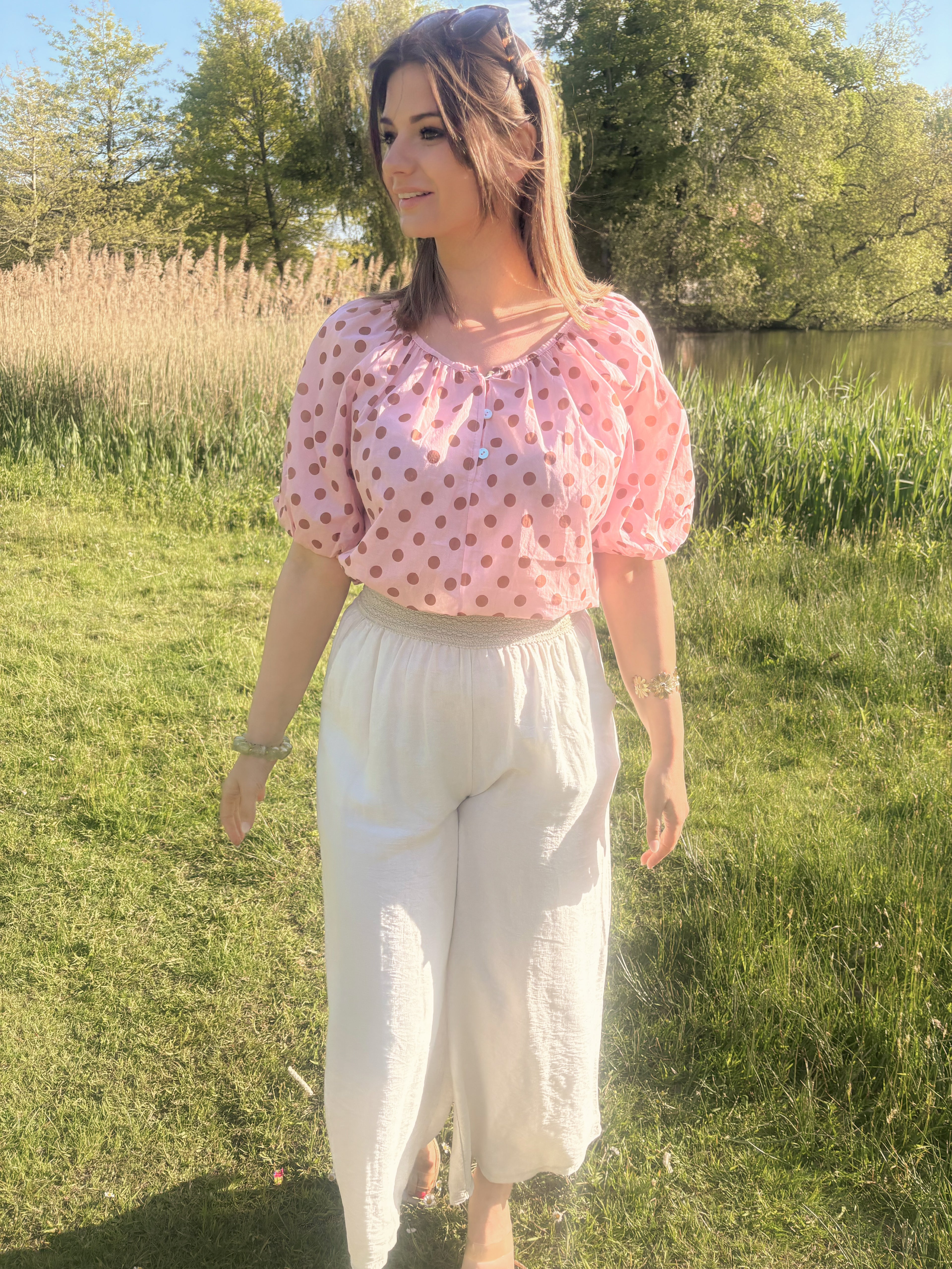 Chic Dot Blouse - Pink