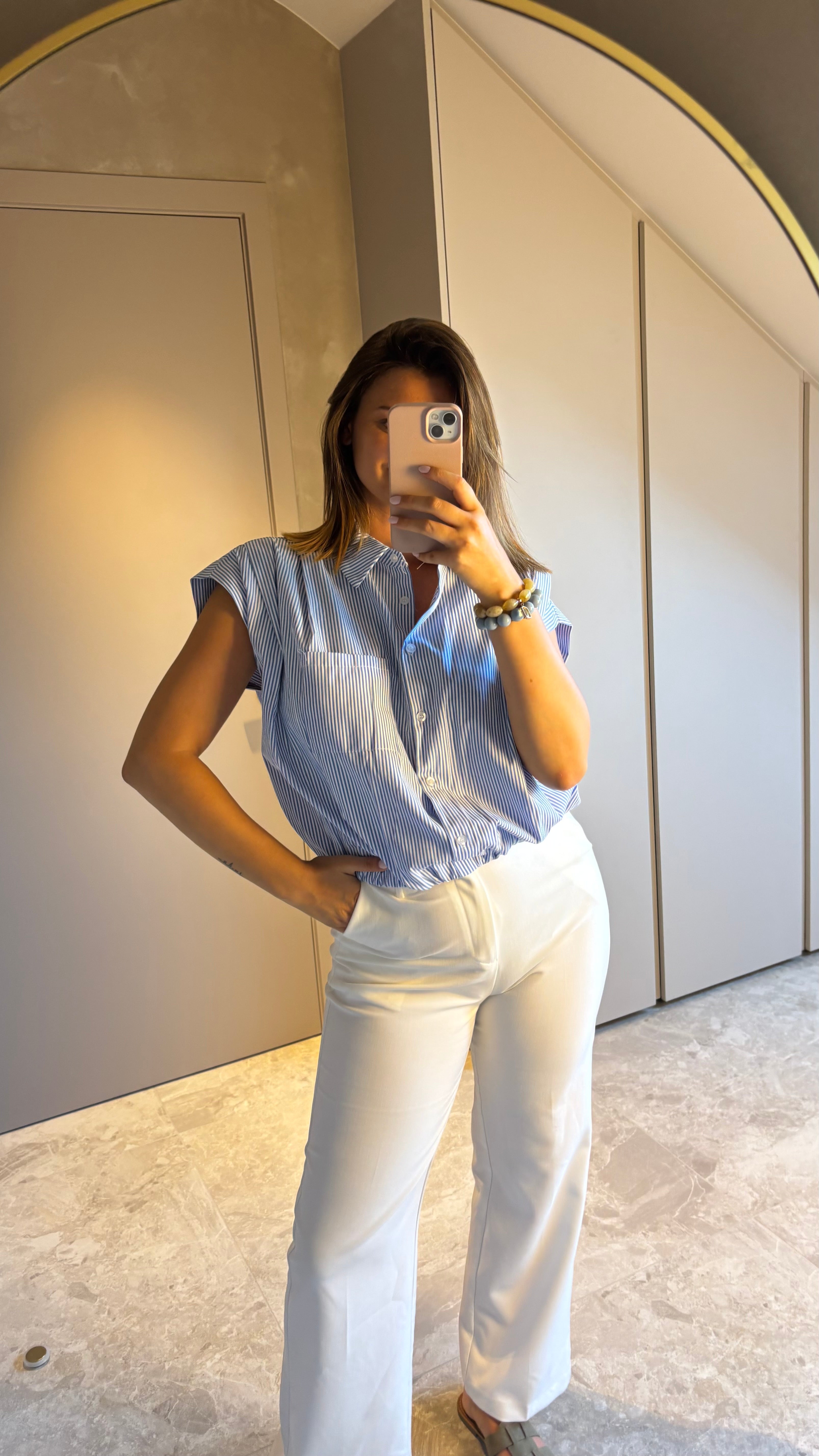 Capri Blouse - Blue Stripe