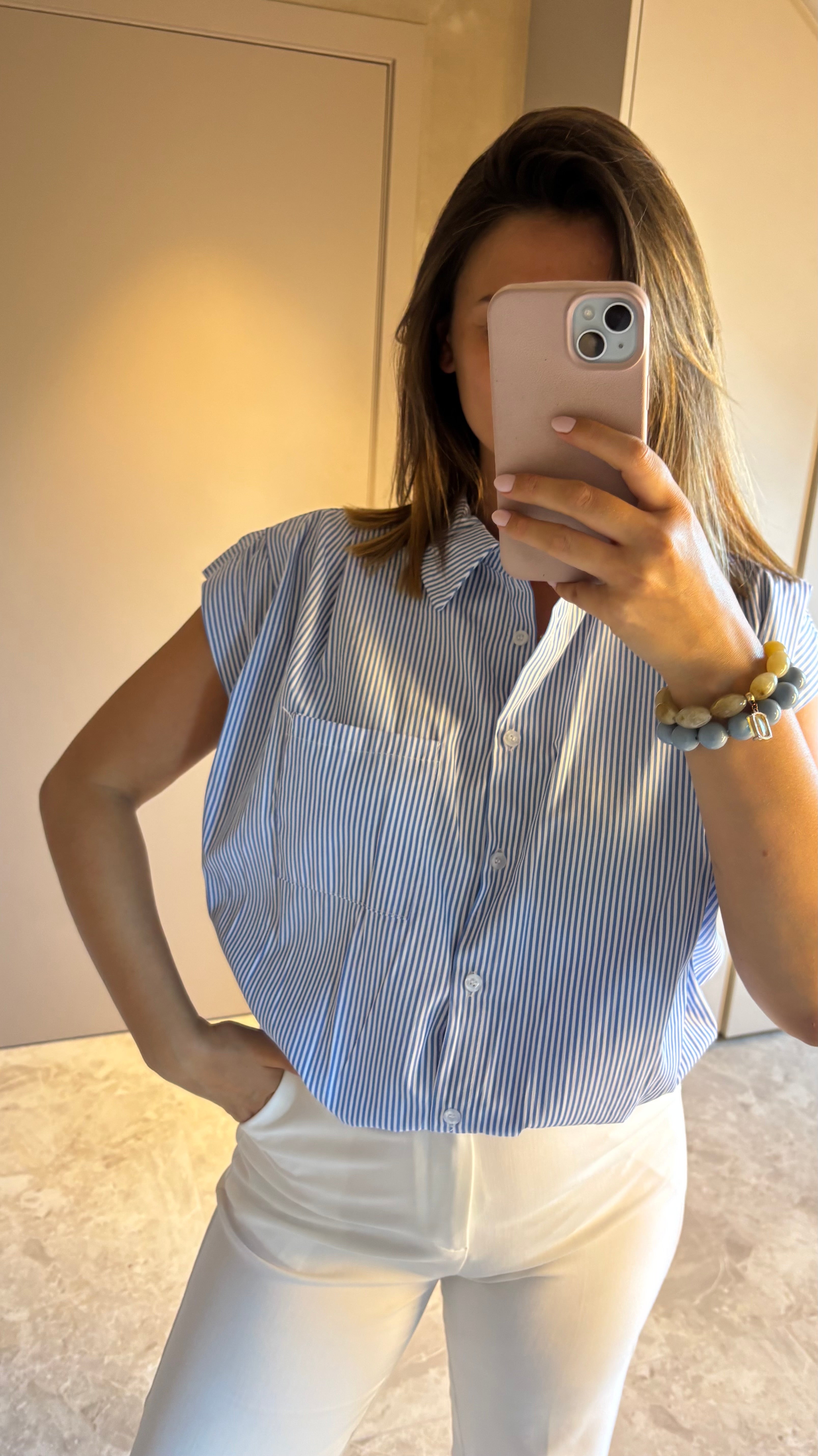 Capri Blouse - Blue Stripe