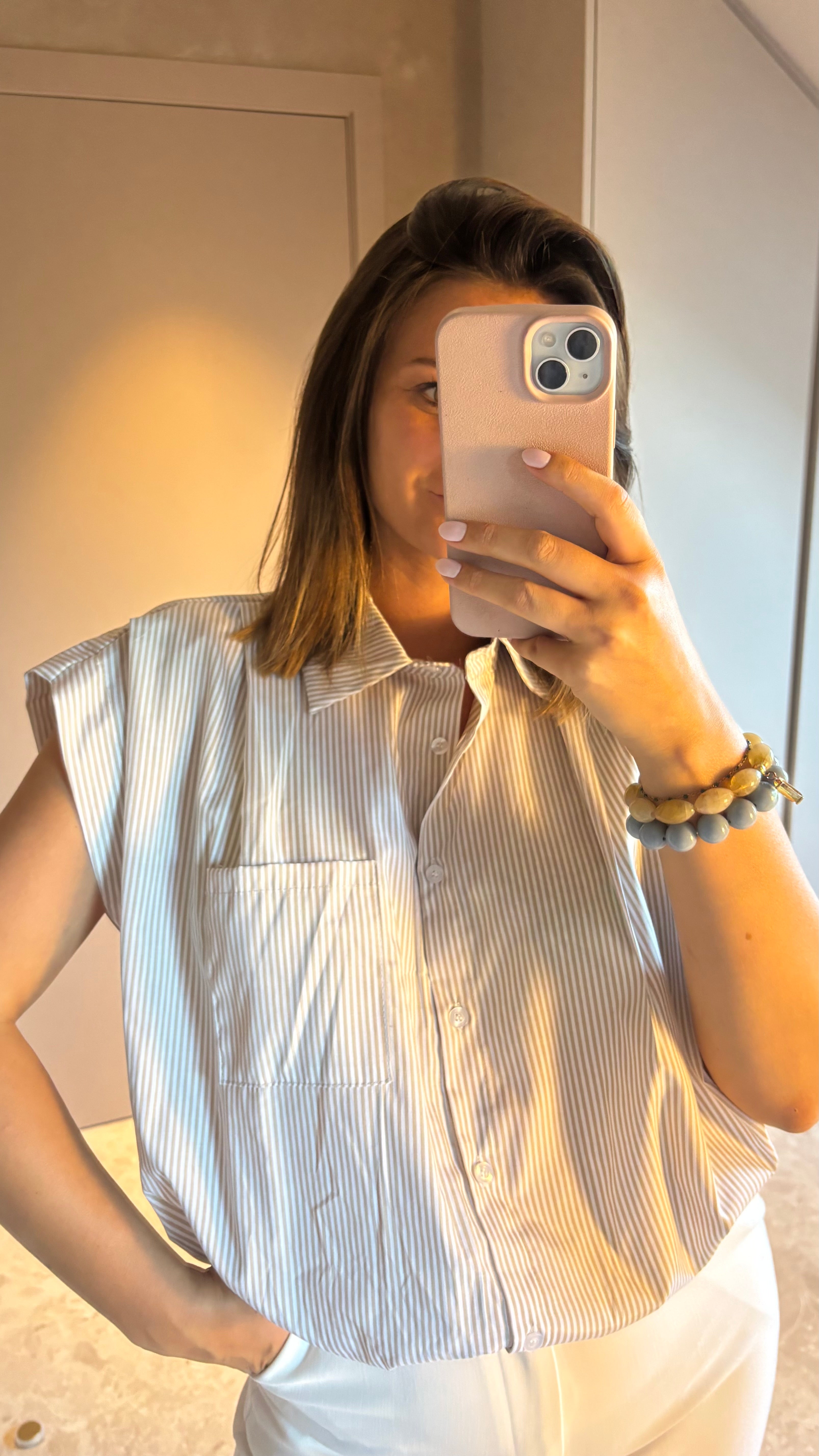 Capri Blouse - Beige Stripe