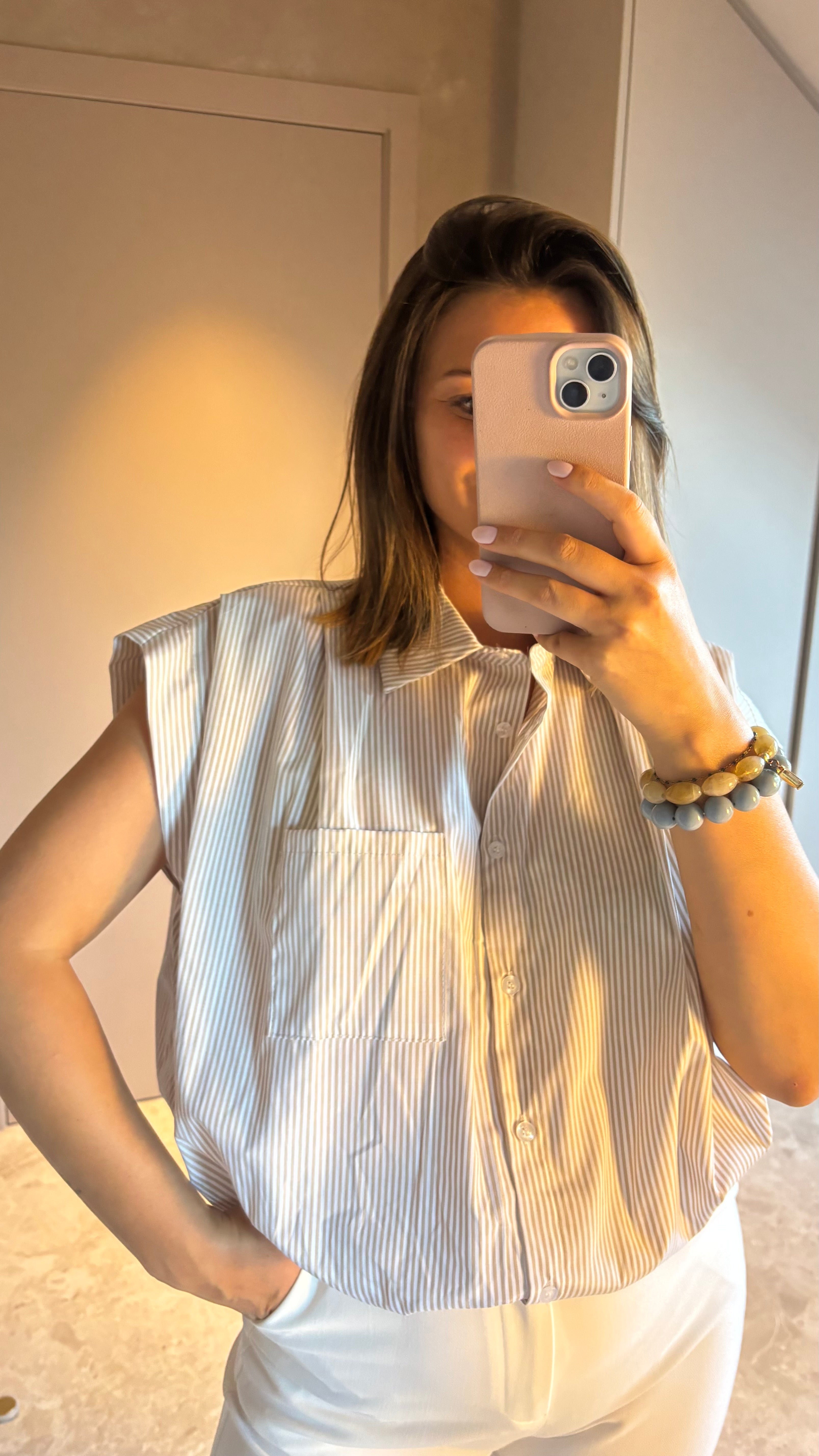 Capri Blouse - Beige Stripe